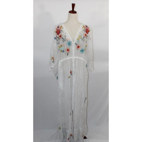Johnny Was Dresses & Skirts - JOHNNY WAS Sz L Large White Fierro Embroidered Dress Coverup NO SLIP NWT